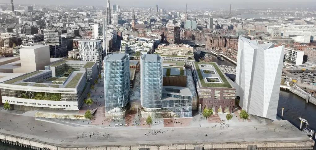 Überseequartier in Hamburg – innerstädtisches Großprojekt mit vielen parallelen Gewerken, Bauleitung mit Fokus auf Terminverfolgung und Schnittstellenkoordination